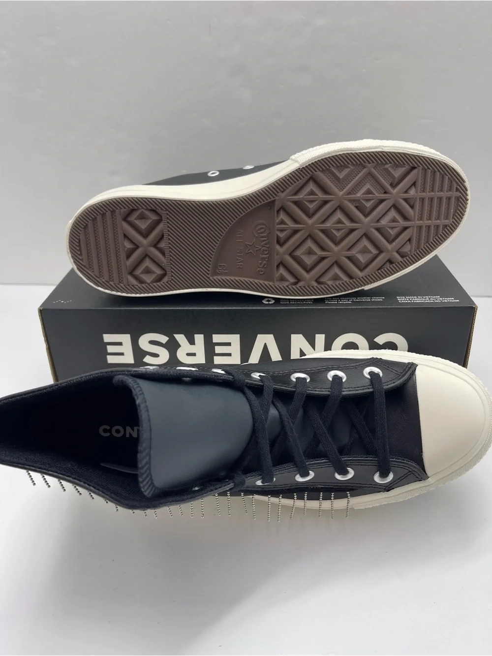 Converse A15473C CTAS LIFT HI Leather BLACK/EGRET/SILVER Platform Sneakers